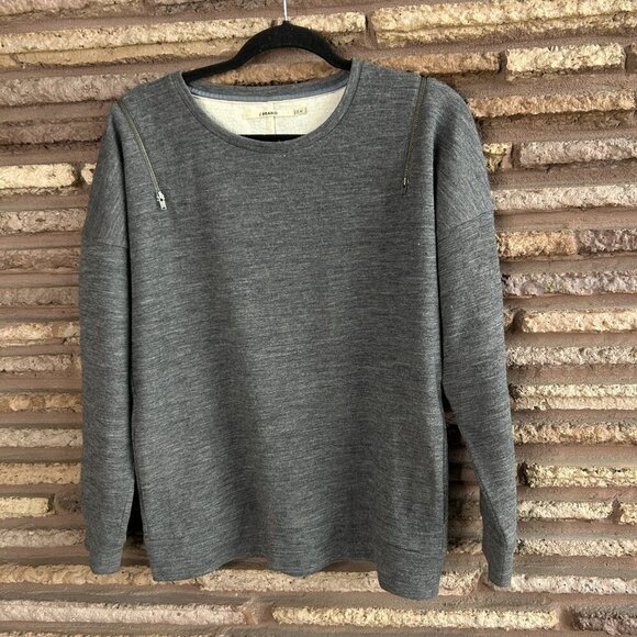 J. Brand Gray Wool Blend Zipper Shoulder Sweater Sweatshirt Size Medium - Picture 7 of 8
